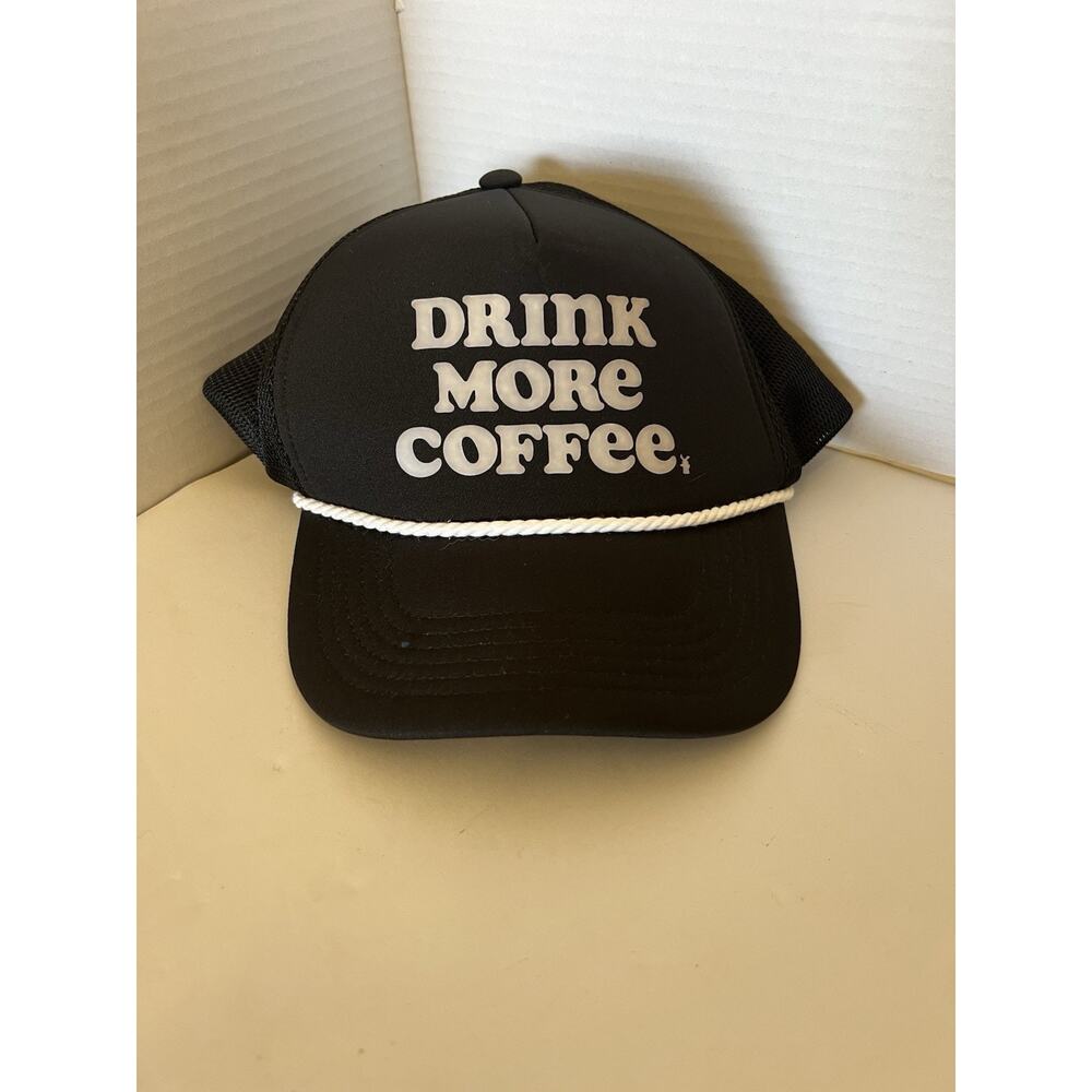 Dutch Bros Drink More Coffee Trucker Snapback Black Mesh Cap Hat Adjustable